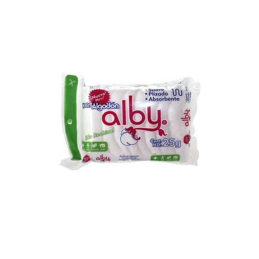 ALGODÓN ABSORBENTE PLISADO (Alby) Bolsa c/ 25 G.