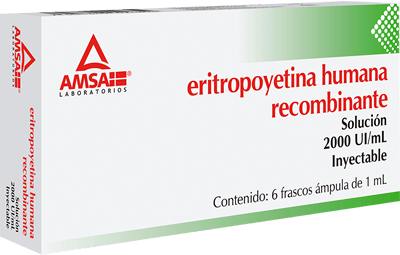 ERITROPOYETINA HNA. RECBNTE. (Amsa) Sol. Iny. c/6 FCO. AMP. 2000 UI/1 ML.