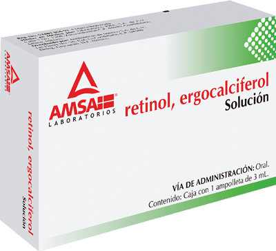 RETINOL/ERGOCALCIFEROL (Amsa) Sol. Ingble. c/1 AMPTA. 6000-400 U/3 ML.