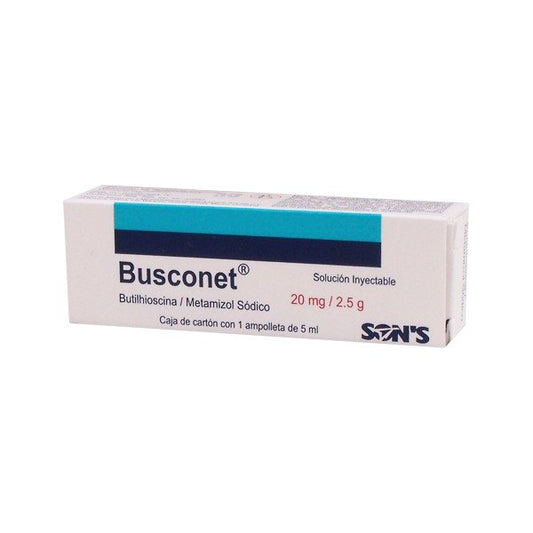 BUSCONET Sol. Iny. c/1 AMPTA. 20 MG-2.5 G/5 ML.