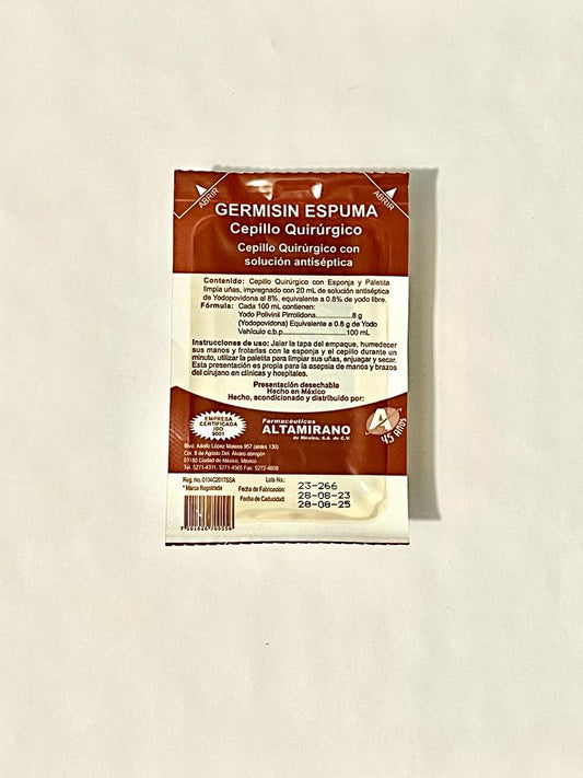 GERMISIN ESPUMA Cepillo Quirúrgico c/1 Pza. 8 G/100 ML.