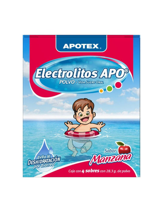 ELECTROLITOS APO Polvo Sabor Manzana Caja c/100 SOBS. 28.3 G.