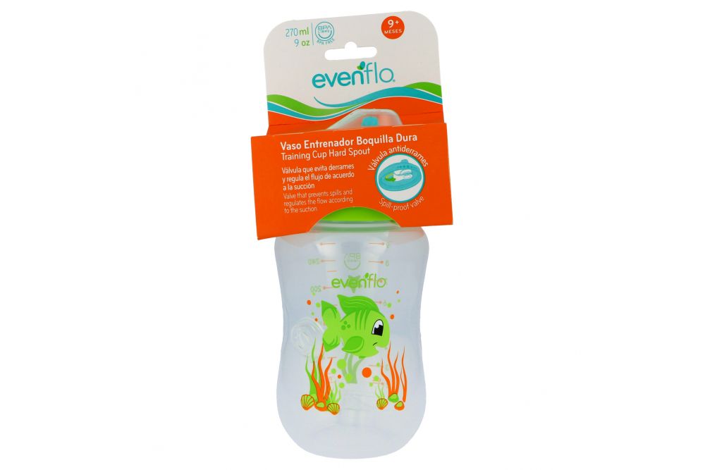 VASO ENTRENADOR Boquilla Dura 9+MESES (Evenflo) 9 OZ/270 ML.