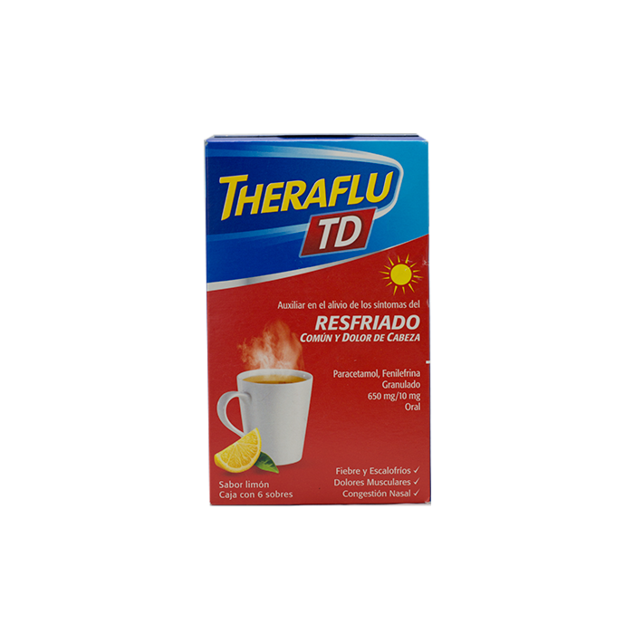 THERAFLU TD c/ 6 SOBS. GRANULADO Sabor Limón 650/10 MG.