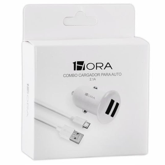 CARGADOR DUAL (1 Hora) Mod. GAR129 USB Col. Blanco. c/1 Pza.