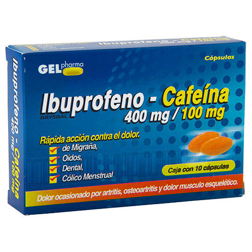 IBUPROFENO/CAFEÍNA (Gelpharma) c/10 CAPS. 400/100 MG.