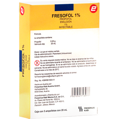 FRESOFOL Emulsión Iny. 1% c/5 AMPTAS. 0.20 G/20 ML.