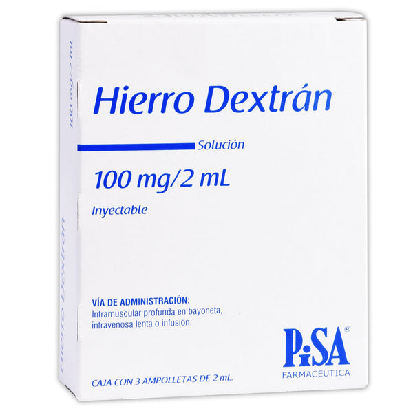 HIERRO DEXTRÁN (Pisa) Sol. Iny. c/3 AMPTAS. 100 MG/2 ML.