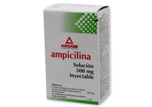 AMPICILINA (Amsa) Sol. Iny. c/1 FCO. AMP. 500 MG/2 ML.