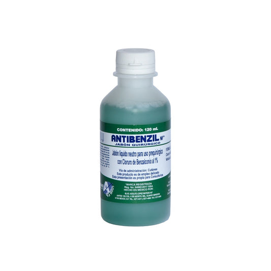 ANTIBENZIL NF Jabón Quirúrgico SOLUCIÓN al 1% Fco. 120 ML.