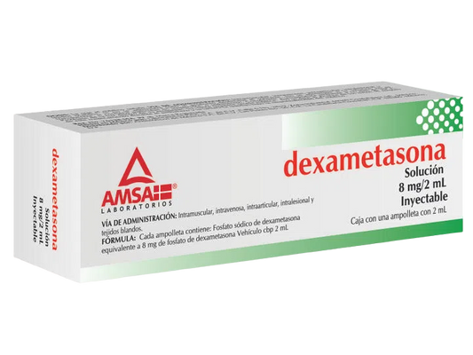 DEXAMETASONA (Amsa) Sol. Iny. c/1 AMPTA. 8 MG/2 ML.