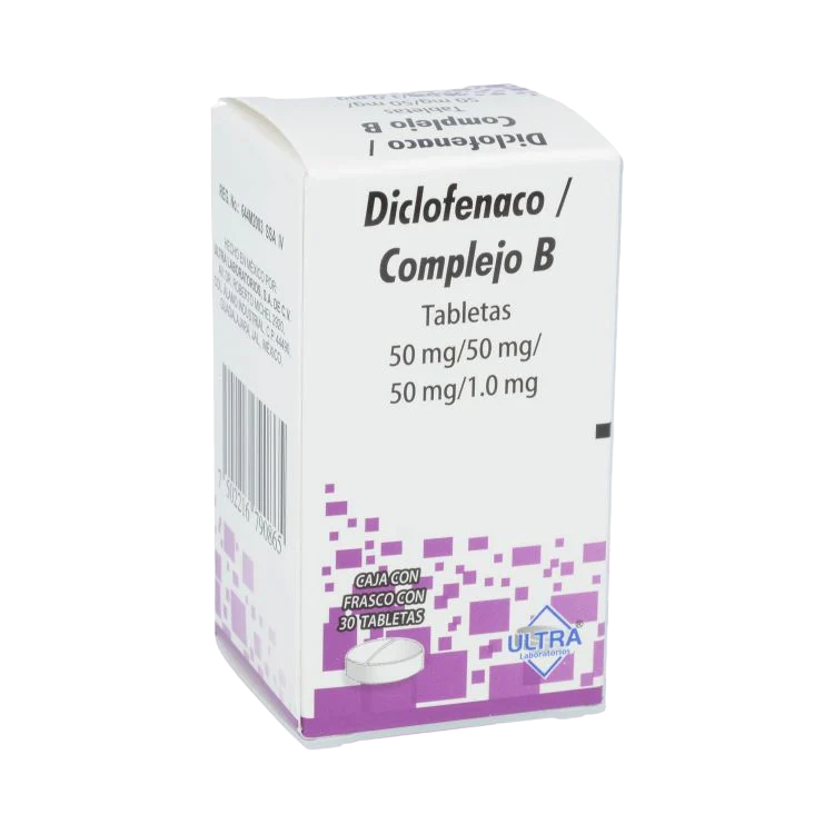 DICLOFENACO/COMPLEJO B (Ultra) c/30 TABS. 50/50/50/1 MG.