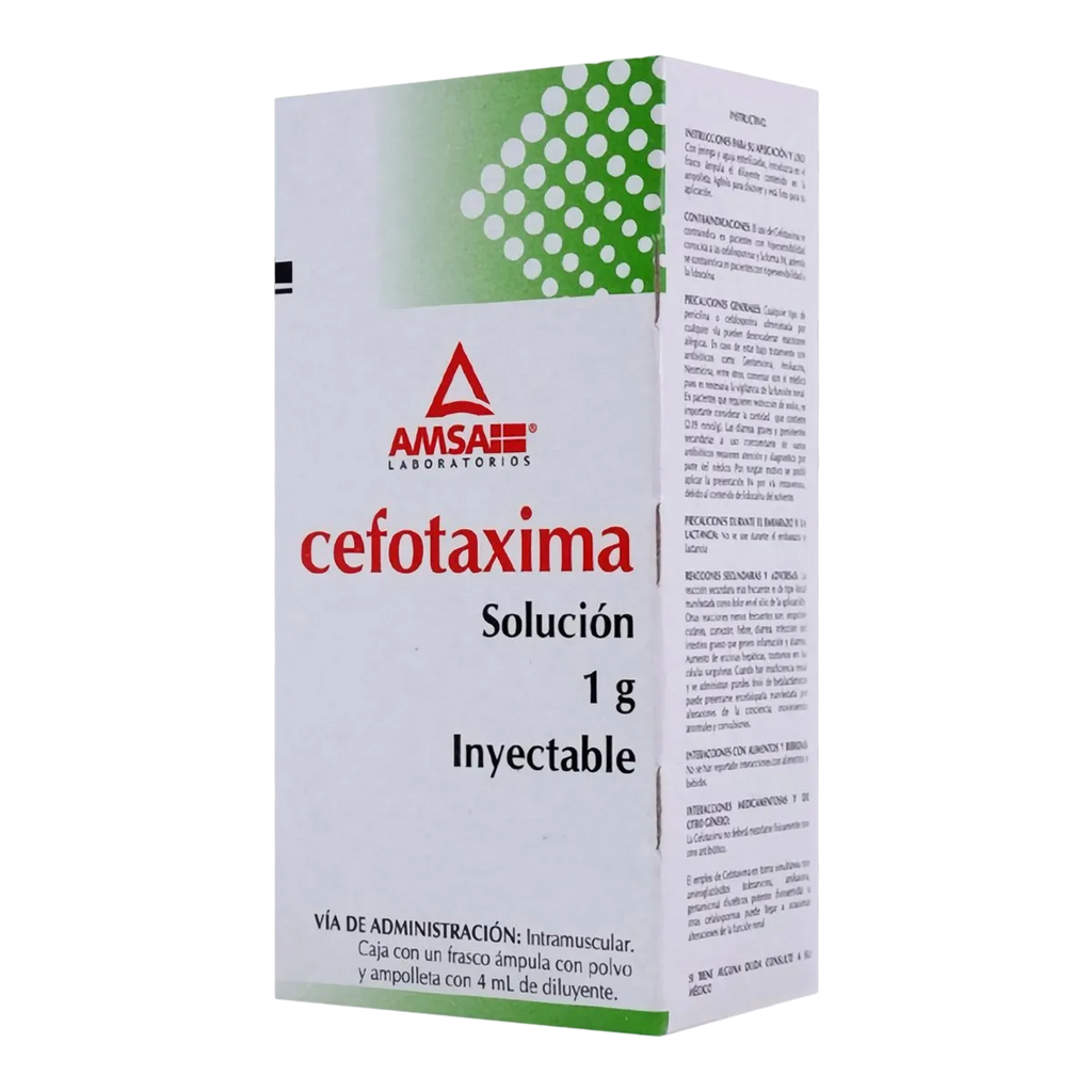 CEFOTAXIMA (Amsa) I.V. Sol. Iny. c/1 FCO. AMP. 1 G/4 ML.