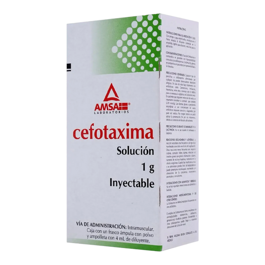 CEFOTAXIMA (Amsa) I.V. Sol. Iny. c/1 FCO. AMP. 1 G/4 ML.