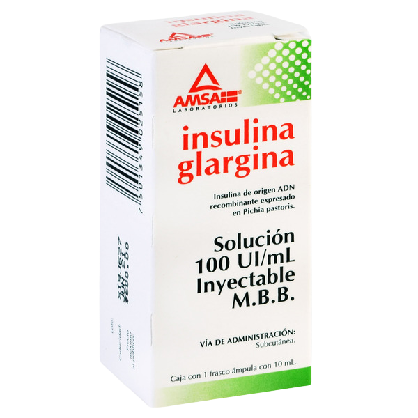 INSULINA GLARGINA (Amsa) Sol. Iny. c/1 FCO. AMP. 10 ML. 100 UI/1 ML.