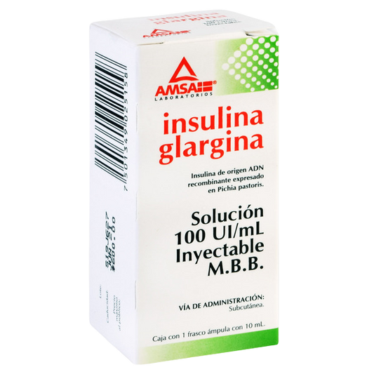 INSULINA GLARGINA (Amsa) Sol. Iny. c/1 FCO. AMP. 10 ML. 100 UI/1 ML.