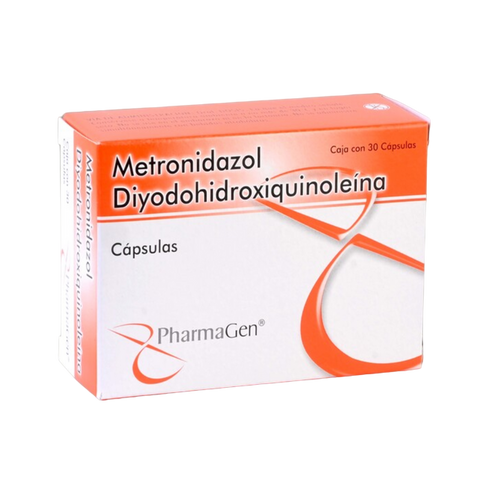 METRONIDAZOL/DIYODOHIDROXIQUINOLEÍNA (Pharmagen) c/30 CAPS. 400/200 MG.