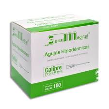 AGUJA HIPODÉRMICA (SensiMedical) 21Gx1-1/2"(38mm) Cja. c/100 Pzs.