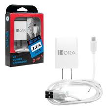 COMBO CARGADOR 2en1 Mod. GAR064 USB 2.0A-5.0V / Salida V8 / Col. Blanco.