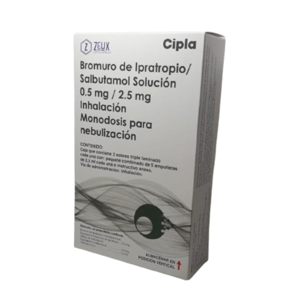 IPRATROPIO/SALBUTAMOL (Zeux) SOL. p/Nebn. c/10 AMPTAS. 0.5-2.5 MG/2.5 ML.