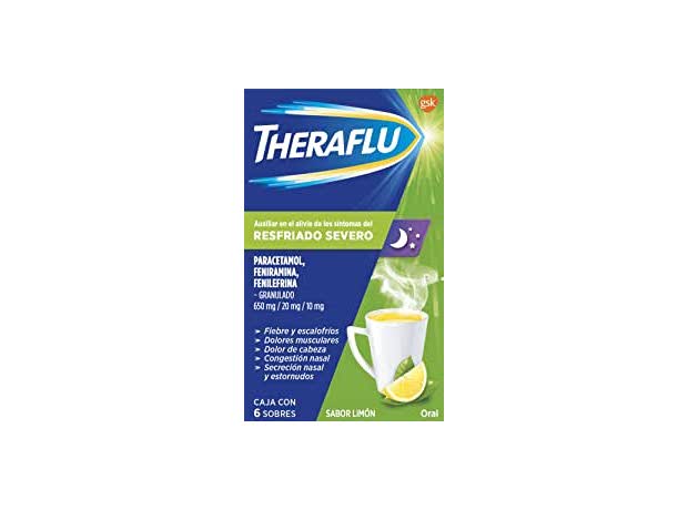 THERAFLU c/ 6 SOBS. GRANULADO Sabor Limón 650/20/10 MG.