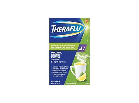 THERAFLU c/ 6 SOBS. GRANULADO Sabor Limón 650/20/10 MG.