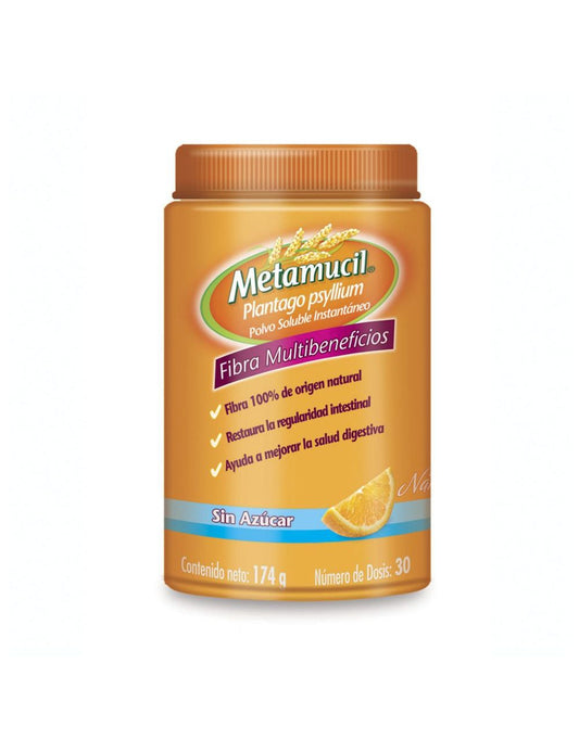 METAMUCIL POLVO Sab. Naranja s/AZÚCAR Fco. c/174 G. 56.18 G/100 G.