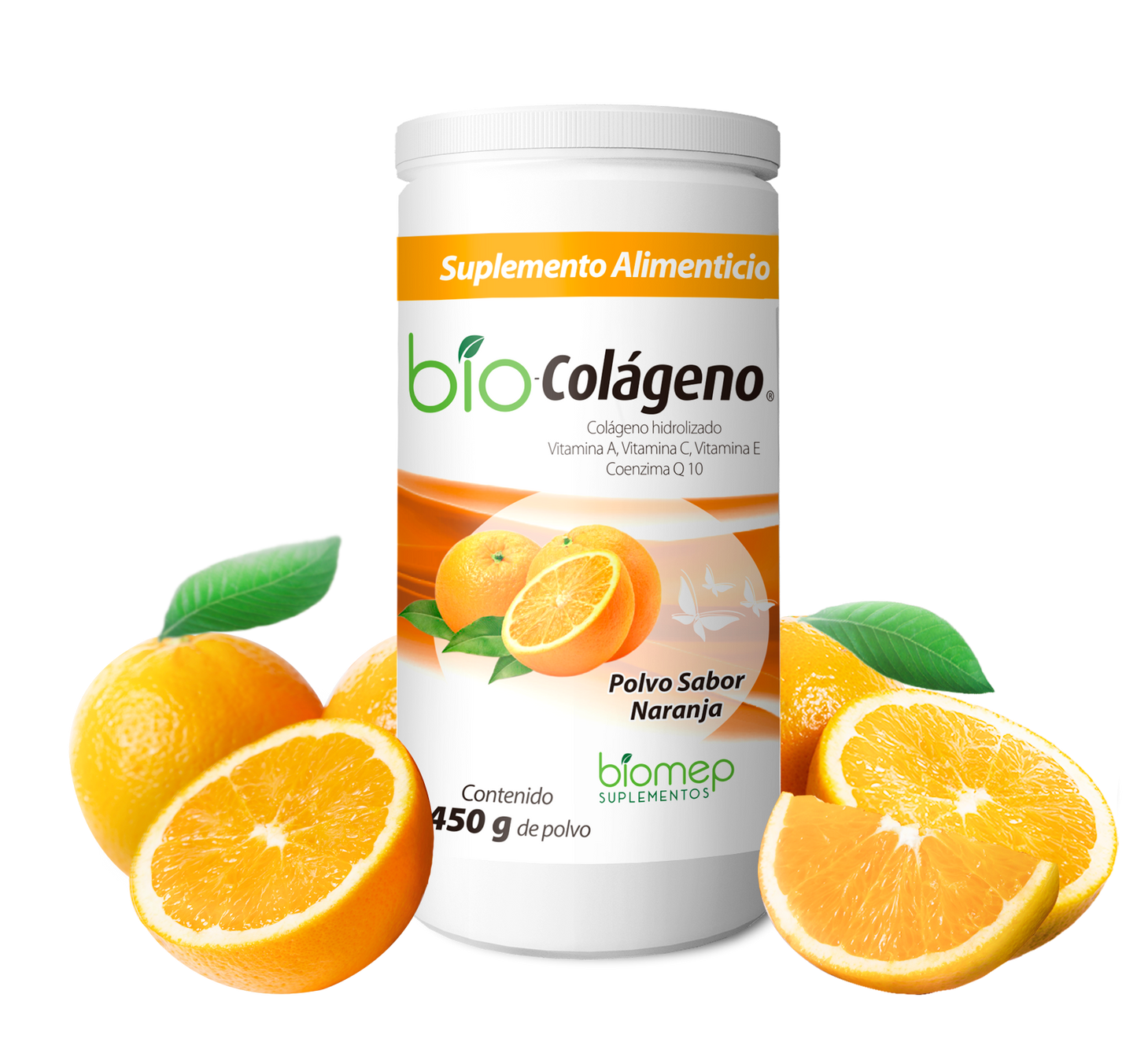 BIO-COLÁGENO POLVO Sabor Naranja BOTE c/450 G.