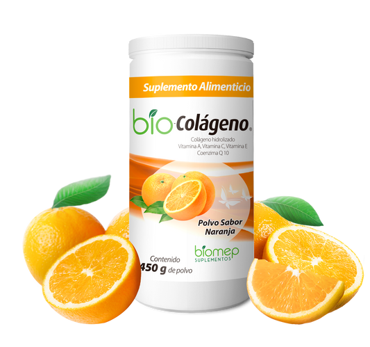 BIO-COLÁGENO POLVO Sabor Naranja BOTE c/450 G.