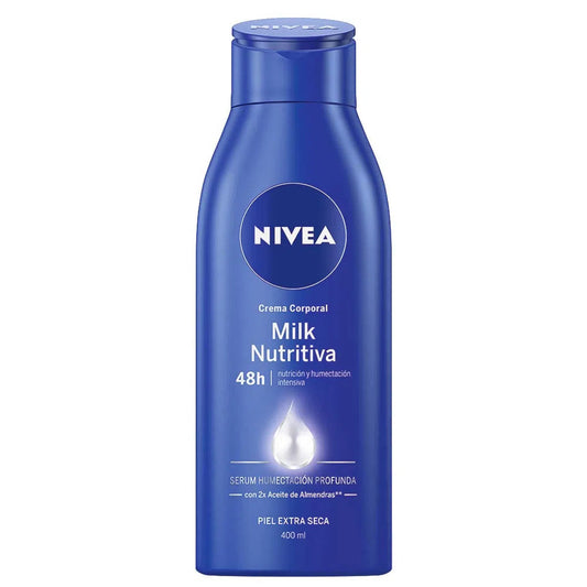 NIVEA Milk Nutritiva 48H Crema Corporal PIEL EXTRA SECA 400 ML.