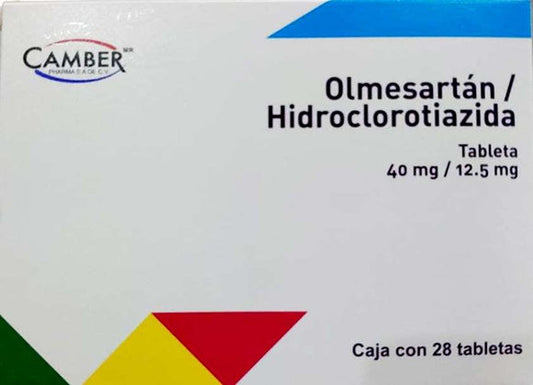 OLMESARTÁN/HIDROCLOROTIAZIDA (Camber) c/28 TABS. 40/12.5 MG.