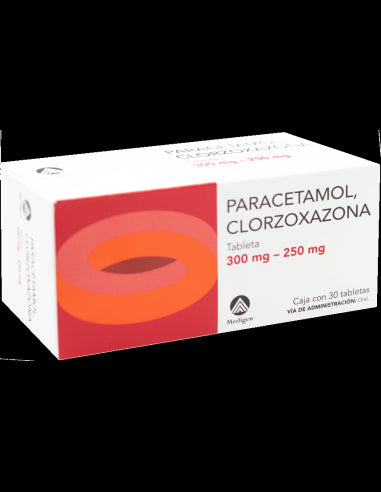 PARACETAMOL/CLORZOXAZONA (Medigen) c/30 TABS. 300/250 MG.