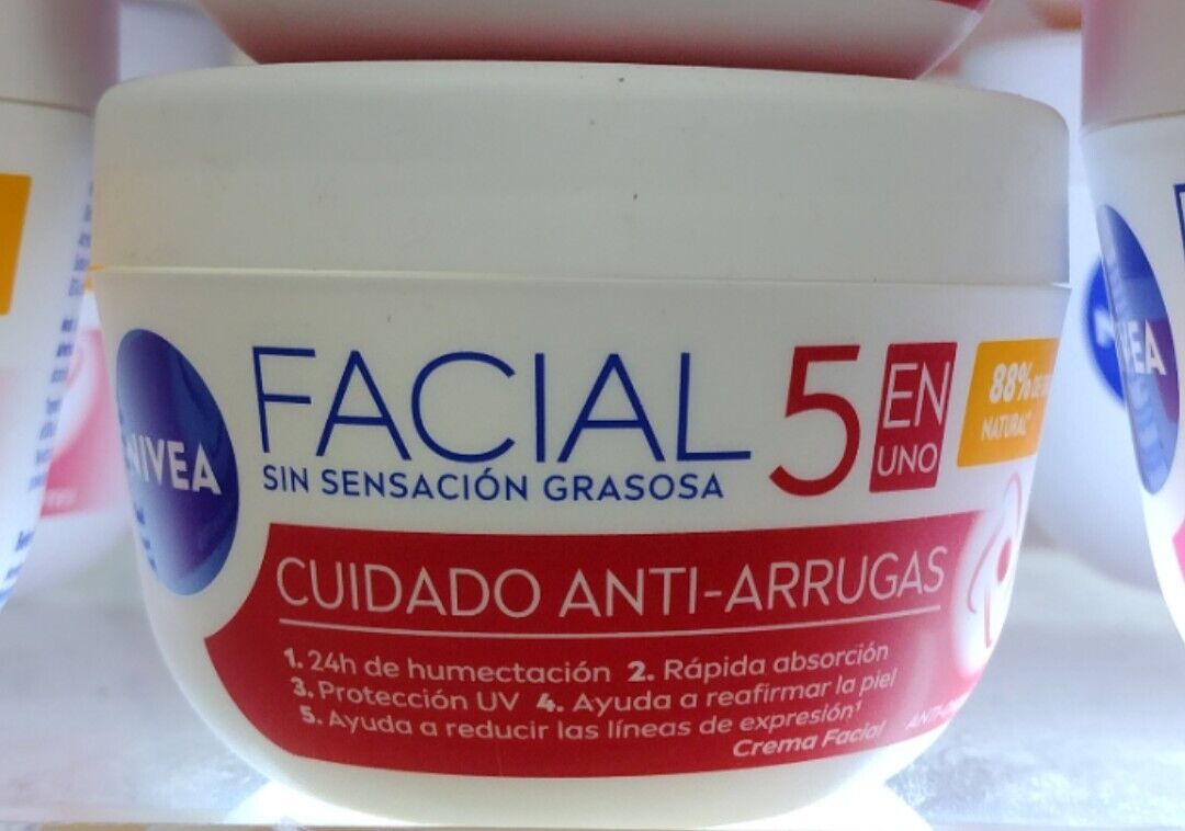 NIVEA FACIAL 5en1 Cuidado Anti-Arrugas CREMA Tarro 200 ML.