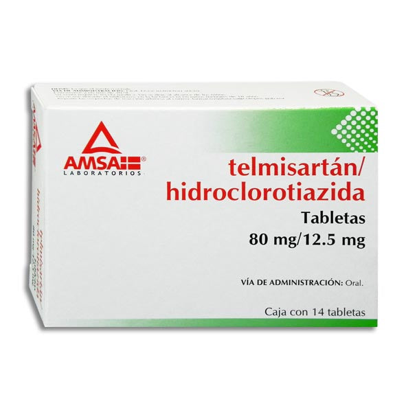 TELMISARTÁN/HIDROCLOROTIAZIDA (Amsa) c/14 TABS. 80/12.5 MG.