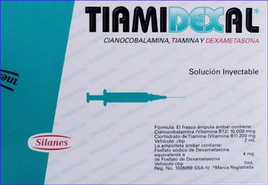 TIAMIDEXAL Sol. Iny. c/3 DOSIS 10,000 MCG, 200 MG, 4 MG.