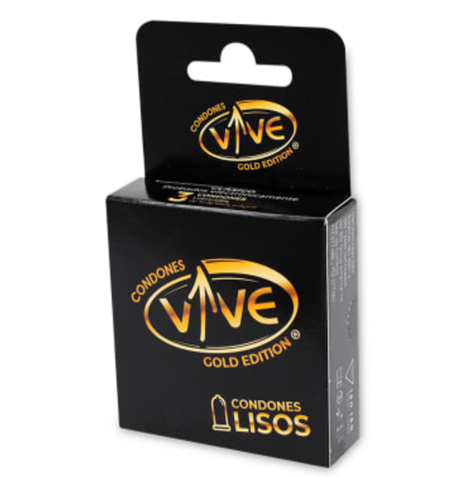 VIVE GOLD EDITION Liso Caja c/3 CONDONES.