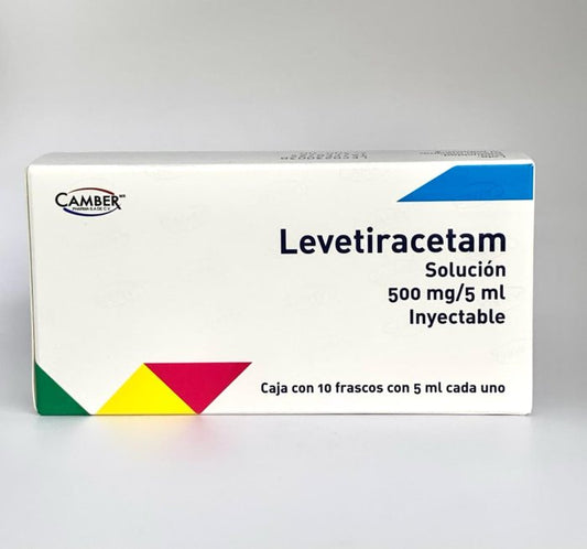 LEVETIRACETAM (Camber) Sol. Iny. c/10 FCO. AMP. 500 MG/5 ML.