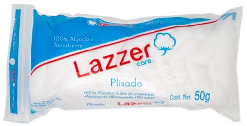 ALGODÓN ABSORBENTE PLISADO (Lazzer Care) Bolsa c/ 50 G.