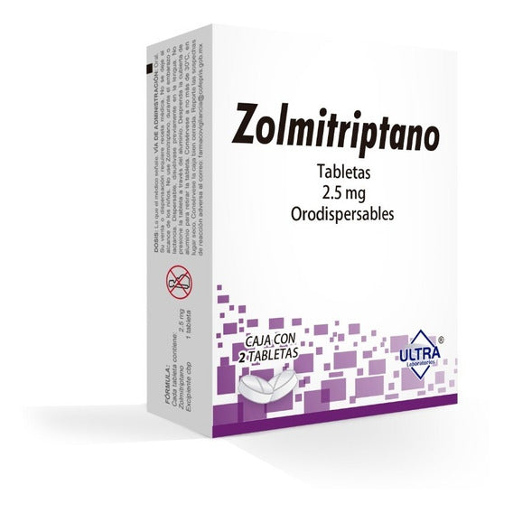 ZOLMITRIPTANO (Ultra) c/2 TABS. Orodispersables 2.5 MG.