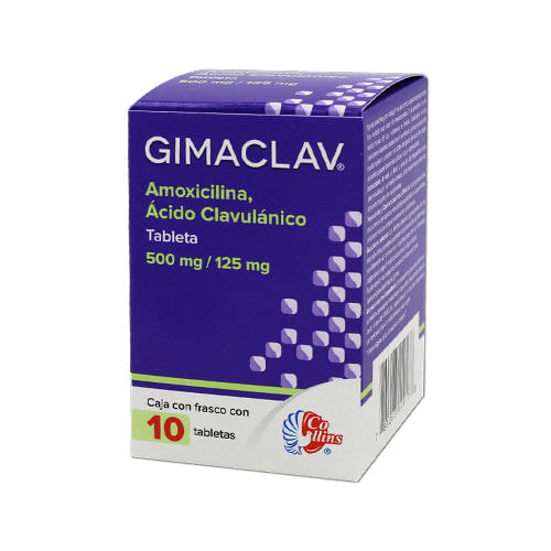 GIMACLAV c/10 TABS. 500/125 MG.