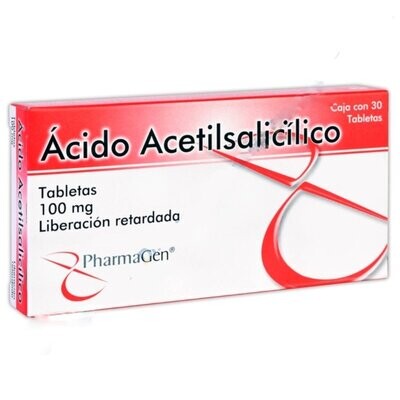 ÁCIDO ACETILSALICÍLICO (Pharmagen) c/30 TABS. L.R. 100 MG.