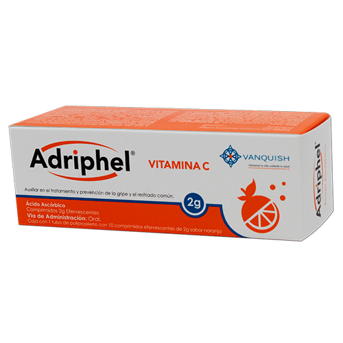 ADRIPHEL c/10 COMPS. EFERVS. Sabor Naranja 2 G.