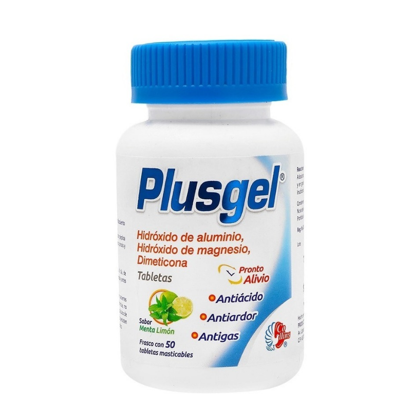 PLUSGEL c/50 TABS. MAST. Sab. Menta-Limón 200/200/20 MG.