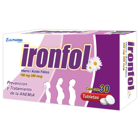 IRONFOL c/30 TABS. 100 MG/350 MCG.